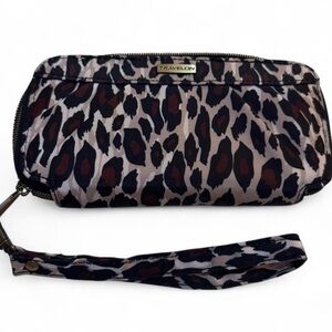 Travelon Wild Pattern Wristlet in Black and Brown